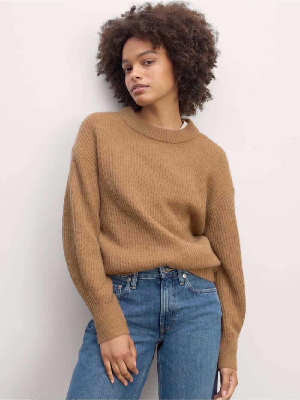 Alpaca Everlane luxury sweater brown oat size medium preppy core